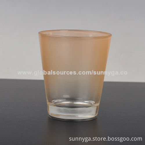 Glass Candle Holder with Gradual Color Painted Outside, 350mL Capacity